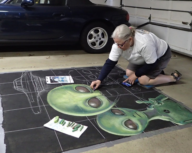 Sheryl Lazenby - chalk artist, virtual chalk festival, EARTH DAY.