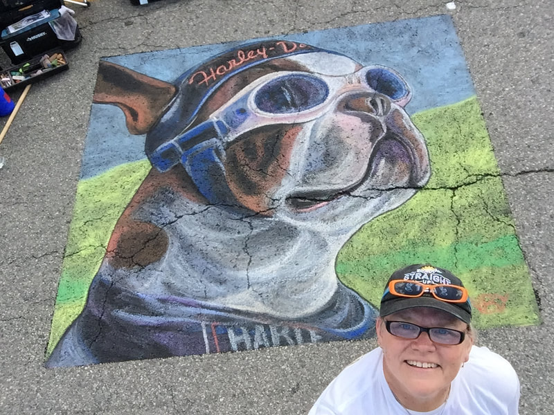 Sheryl Lazenby - Chalk artist at the 2019 Rib and Jazz Festival in London, OH.