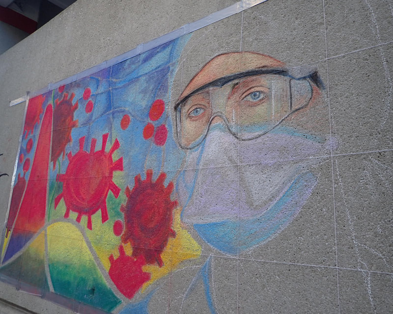 Sheryl Lazenby - chalk artist, OSU Wexner Medical Center - Healthcare Appreciation during COVID19.