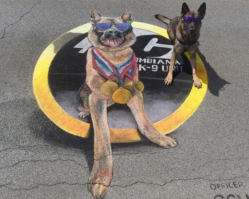 Sheryl Lazenby at the inaugural chalk festival for Columbiana, Ohio.
